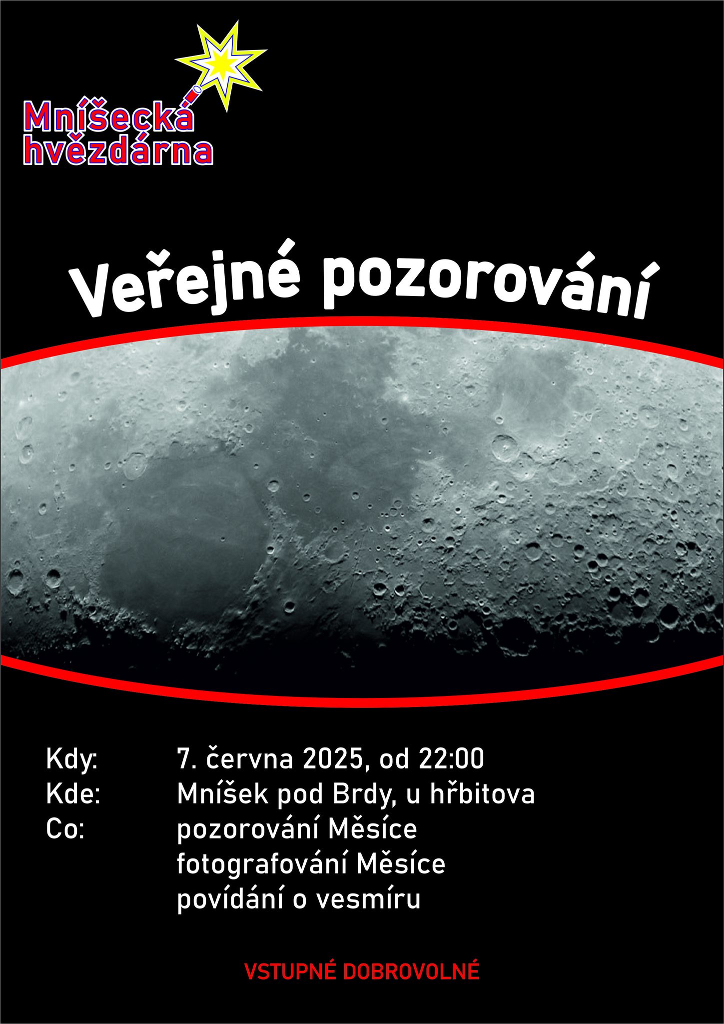 🌕 Veřejné pozorování Měsíce – 7. 6. 2025.